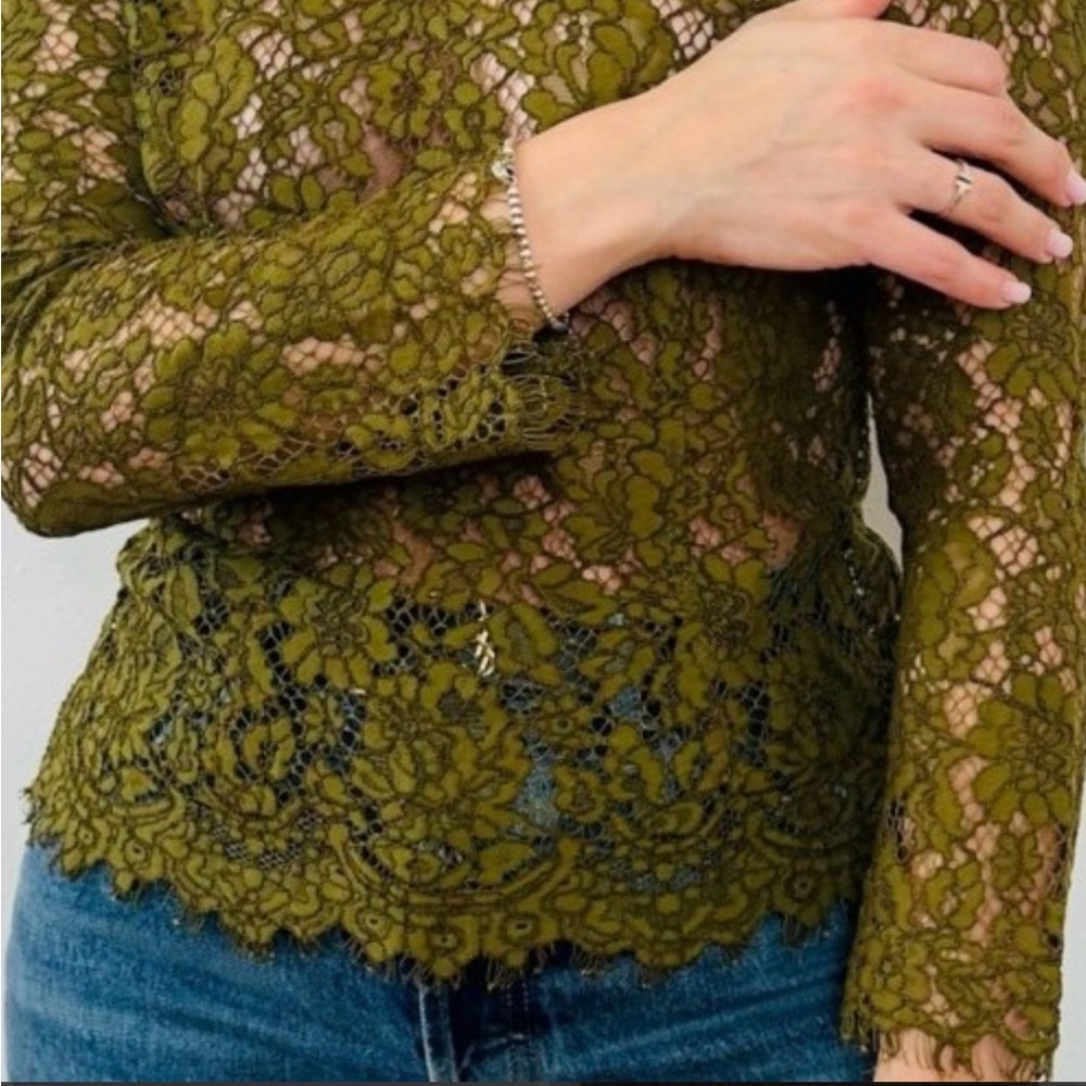 J. Crew Olive Lace Top 12T - Picture 2 of 9
